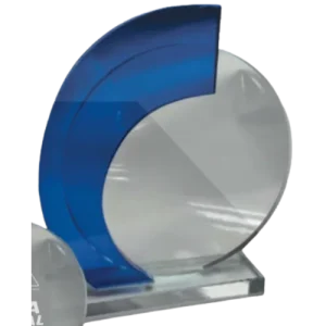 Round Blue Insert Glass Award