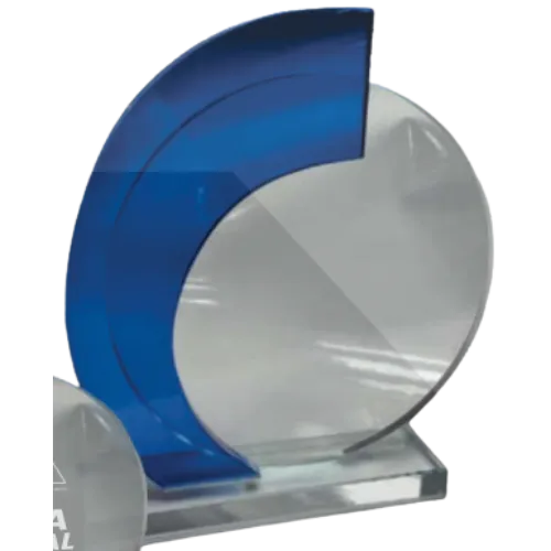 Round Blue Insert Glass Award